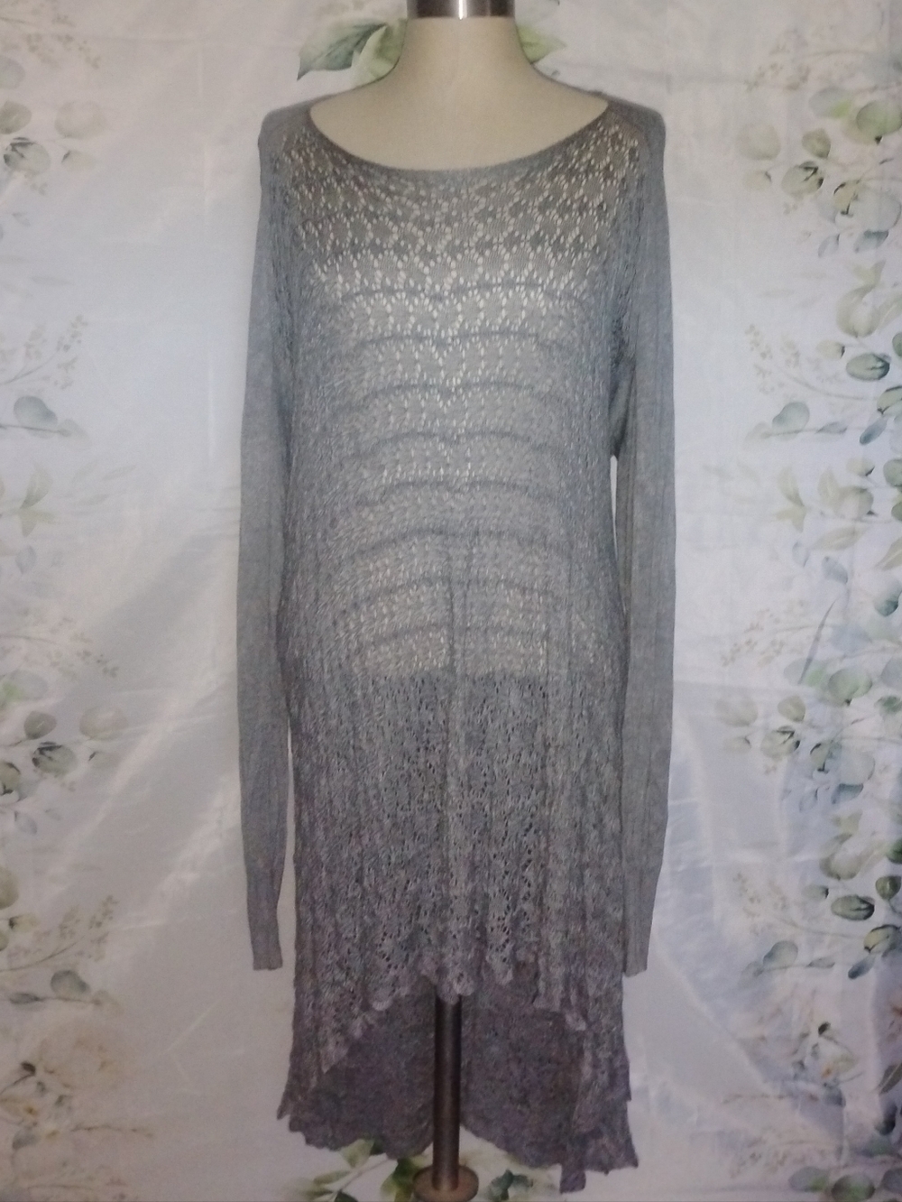 ($3Bundled) Gray Crochet Dress Or Cover Up